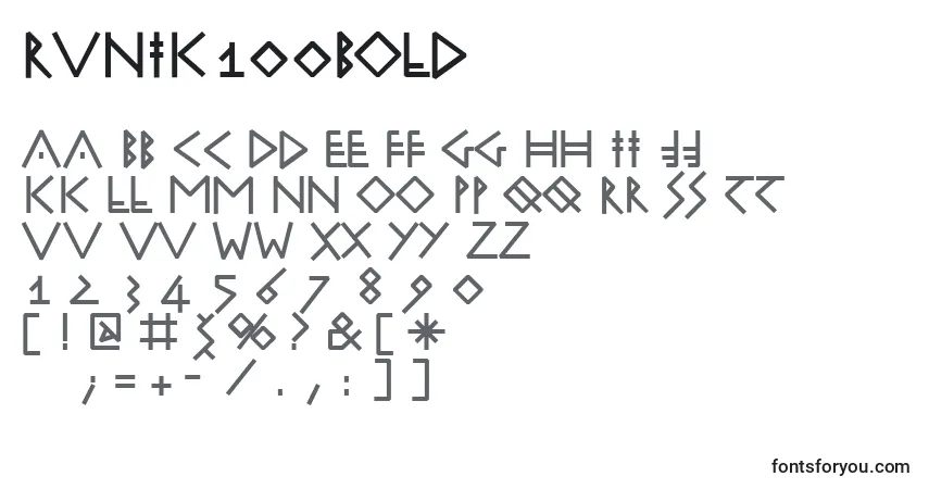 Czcionka Runik100Bold – alfabet, cyfry, specjalne znaki