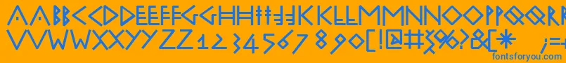 フォントRunik100Bold – オレンジの背景に青い文字