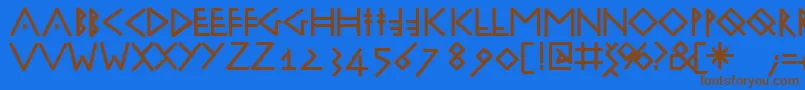 フォントRunik100Bold – 茶色の文字が青い背景にあります。