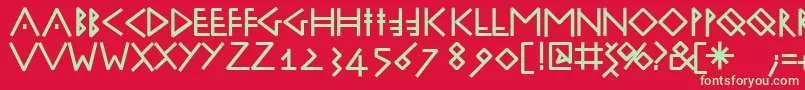 フォントRunik100Bold – 赤い背景に緑の文字