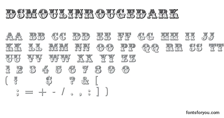 Шрифт DsMoulinRougeDark – алфавит, цифры, специальные символы