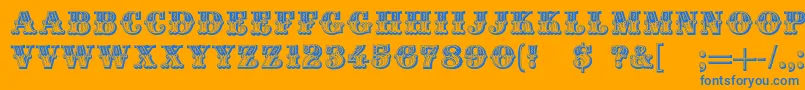Czcionka DsMoulinRougeDark – niebieskie czcionki na pomarańczowym tle