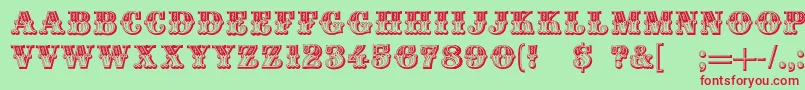 DsMoulinRougeDark Font – Red Fonts on Green Background