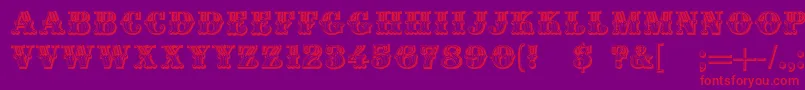 DsMoulinRougeDark-Schriftart – Rote Schriften auf violettem Hintergrund