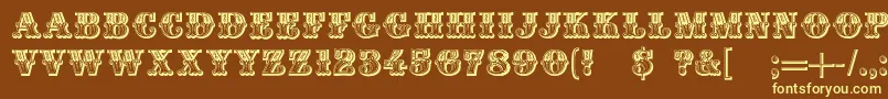 DsMoulinRougeDark Font – Yellow Fonts on Brown Background