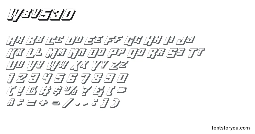 Czcionka Wbv53D – alfabet, cyfry, specjalne znaki