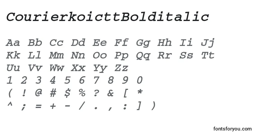 A fonte CourierkoicttBolditalic – alfabeto, números, caracteres especiais