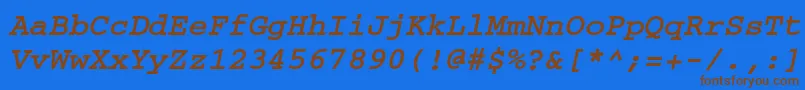 CourierkoicttBolditalic Font – Brown Fonts on Blue Background