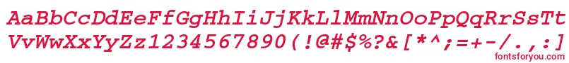 Czcionka CourierkoicttBolditalic – czerwone czcionki na białym tle