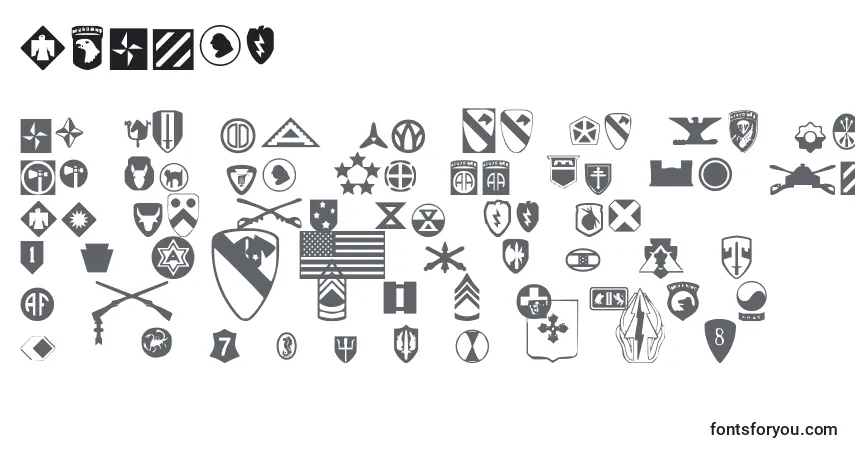 Schriftart UsArmy – Alphabet, Zahlen, spezielle Symbole