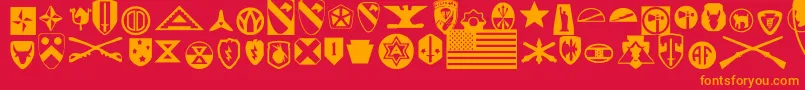 Czcionka UsArmy – pomarańczowe czcionki na czerwonym tle