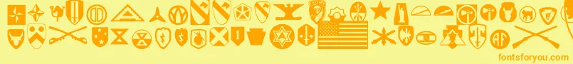 Więcej informacji o czcionce UsArmy Czcionka UsArmy – pomarańczowe czcionki na żółtym tle