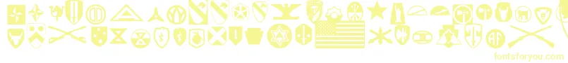 Weitere Informationen zur UsArmy-Schriftart UsArmy-Schriftart – Gelbe Schriften auf weißem Hintergrund