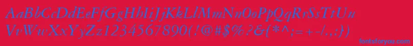 GaramondThreeLtItalic Font – Blue Fonts on Red Background