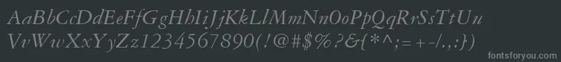 フォントGaramondThreeLtItalic – 黒い背景に灰色の文字