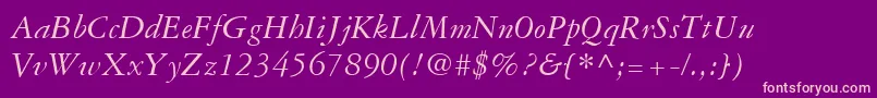 GaramondThreeLtItalic Font – Pink Fonts on Purple Background