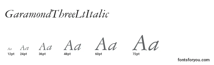 Größen der Schriftart GaramondThreeLtItalic