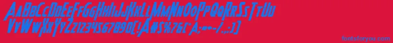 Heroesassembleboldital2 Font – Blue Fonts on Red Background