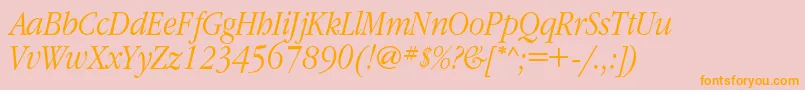 GaramondnarrowcItalic Font – Orange Fonts on Pink Background