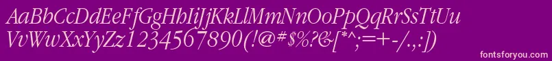 GaramondnarrowcItalic Font – Pink Fonts on Purple Background