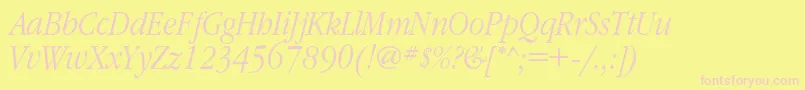 GaramondnarrowcItalic Font – Pink Fonts on Yellow Background