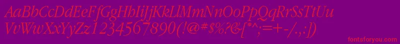 GaramondnarrowcItalic Font – Red Fonts on Purple Background