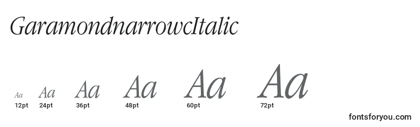 Размеры шрифта GaramondnarrowcItalic