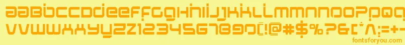 Stareaglelaserフォントについての詳細 フォントStareaglelaser – オレンジの文字が黄色の背景にあります。