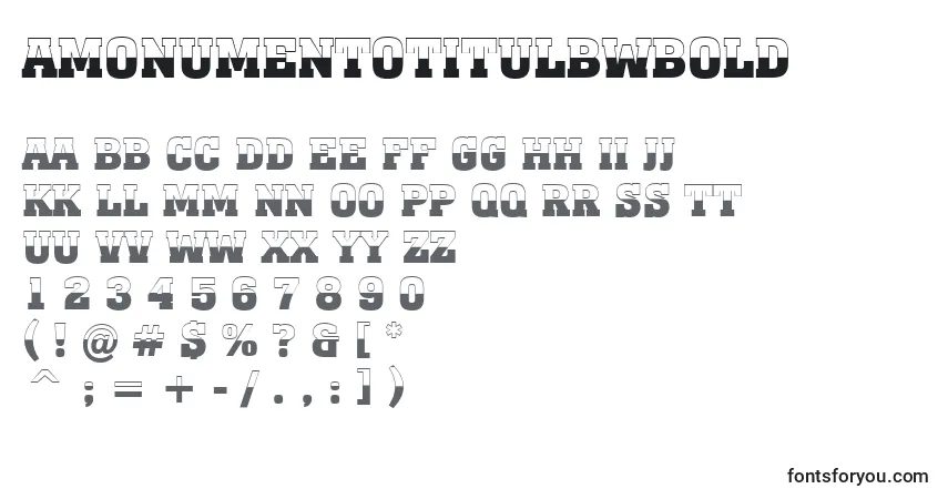 Schriftart AMonumentotitulbwBold – Alphabet, Zahlen, spezielle Symbole