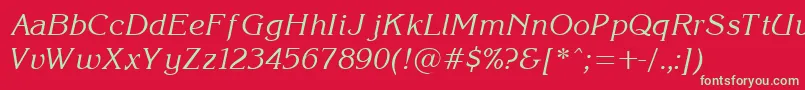 KorinnaItalic-Schriftart – Grüne Schriften auf rotem Hintergrund