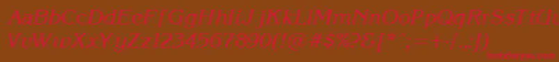 フォントKorinnaItalic – 赤い文字が茶色の背景にあります。