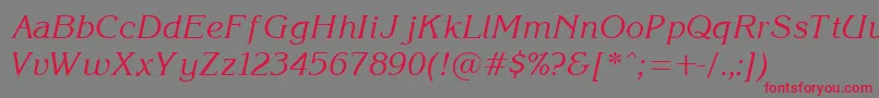フォントKorinnaItalic – 赤い文字の灰色の背景
