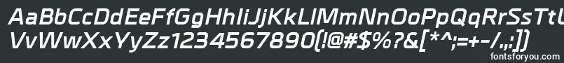 MetrikBolditalic-fontti – valkoiset fontit mustalla taustalla
