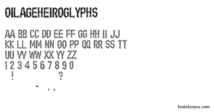 A fonte OilAgeHeiroglyphs – alfabeto, números, caracteres especiais