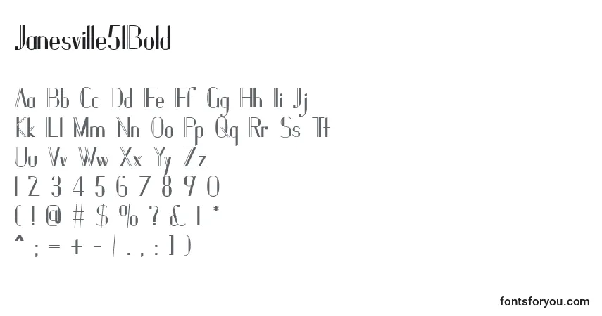 A fonte Janesville51Bold – alfabeto, números, caracteres especiais