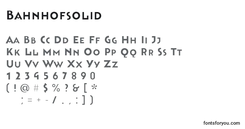 A fonte Bahnhofsolid – alfabeto, números, caracteres especiais