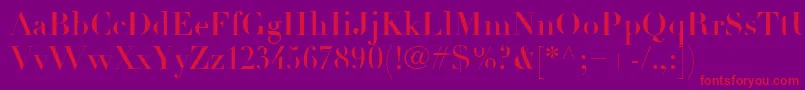 LinotypeDidotLtHeadline-Schriftart – Rote Schriften auf violettem Hintergrund