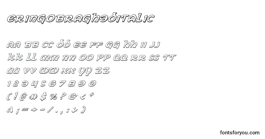 Czcionka ErinGoBragh3DItalic – alfabet, cyfry, specjalne znaki
