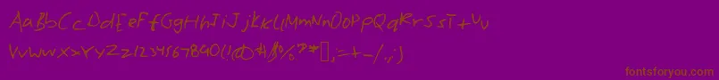 Williamshand-Schriftart – Braune Schriften auf violettem Hintergrund