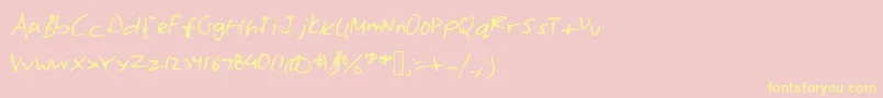 Williamshand-Schriftart – Gelbe Schriften auf rosa Hintergrund