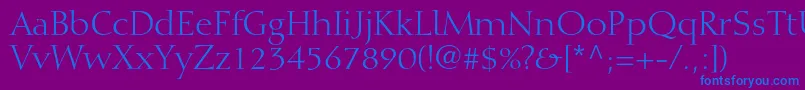 DiotimaltstdRoman-fontti – siniset fontit violetilla taustalla