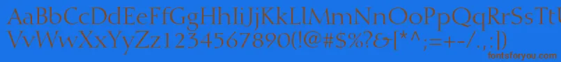 フォントDiotimaltstdRoman – 茶色の文字が青い背景にあります。