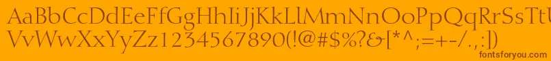 DiotimaltstdRoman-Schriftart – Braune Schriften auf orangefarbenem Hintergrund