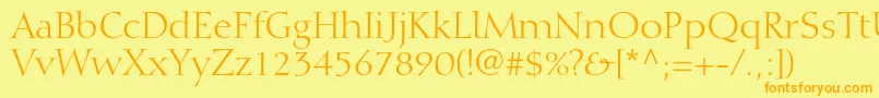 DiotimaltstdRoman-fontti – oranssit fontit keltaisella taustalla