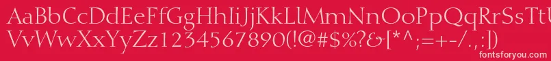 DiotimaltstdRoman-fontti – vaaleanpunaiset fontit punaisella taustalla