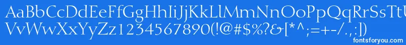 DiotimaltstdRoman-fontti – valkoiset fontit sinisellä taustalla
