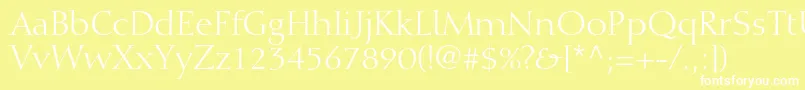 DiotimaltstdRoman-fontti – valkoiset fontit keltaisella taustalla
