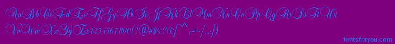 BalladScriptRegular-Schriftart – Blaue Schriften auf violettem Hintergrund