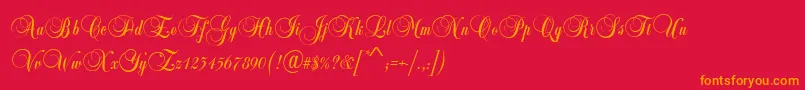 BalladScriptRegular-Schriftart – Orangefarbene Schriften auf rotem Hintergrund
