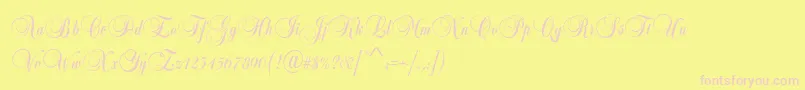 BalladScriptRegular-fontti – vaaleanpunaiset fontit keltaisella taustalla